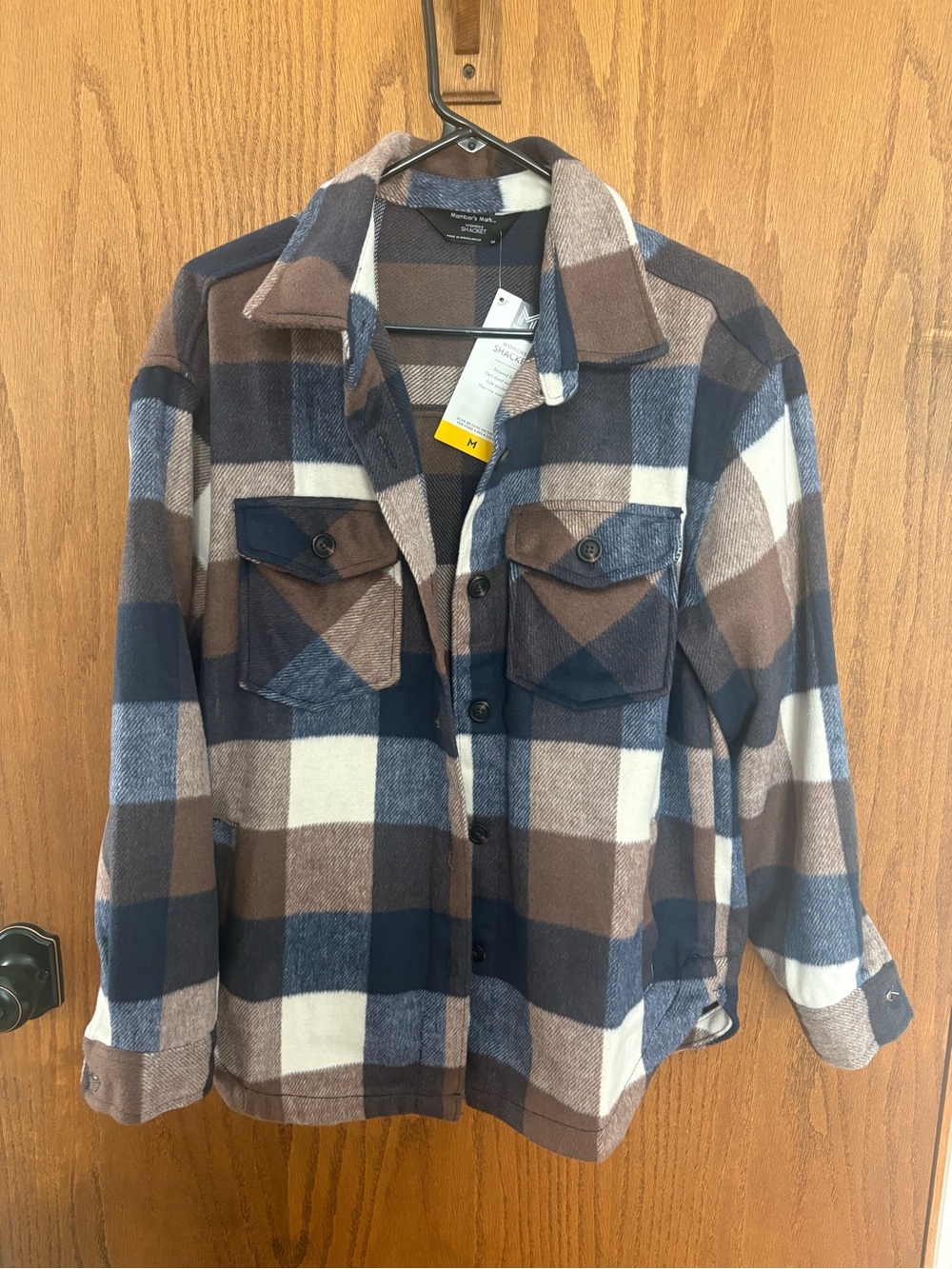 Women’s Plaid Button-Up Shacket - Blue & Brown